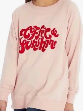 Wildfox • Oversized • Pink 'Coffee & Sunshine' Graphic Sweatshirt